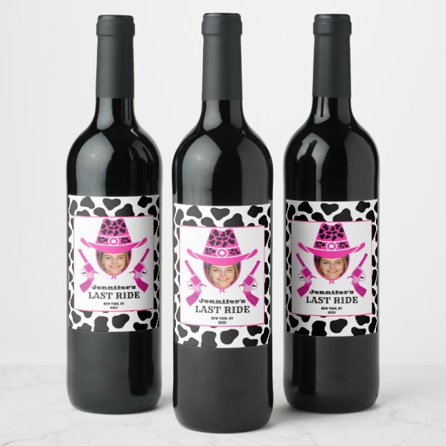 Etiqueta Para Botella De Vino Personalizado de vaca rosa suave. (Botellas)