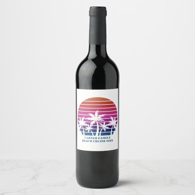Etiqueta Para Botella De Vino Personalizado de vacaciones Sunset de la Reunión d (Anverso)