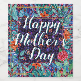 Etiqueta Para Botella De Vino Personalizado del Boho de la floral de lujo feliz