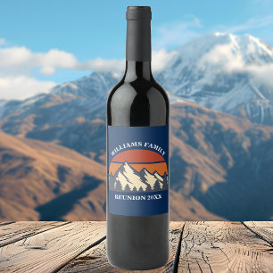 Etiqueta Para Botella De Vino Personalizado Familia Reunión Fiesta Blue Mountain