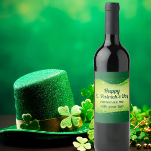 Etiqueta Para Botella De Vino Personalizado Feliz Día de San Patricio Fiesta de
