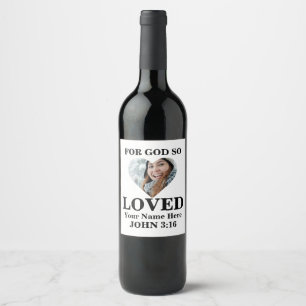 Etiqueta Para Botella De Vino Personalizado foto de corazón Biblia cristiana Ver
