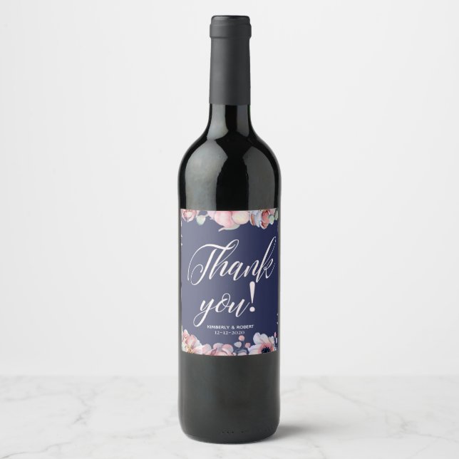 ETIQUETA PARA BOTELLA DE VINO PERSONALIZADO GRACIAS BODA (Anverso)