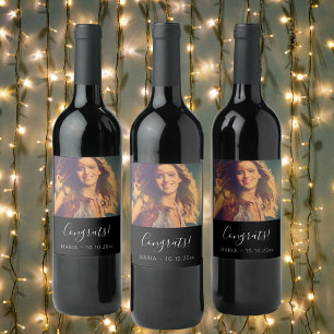 Etiqueta Para Botella De Vino Personalizado guión fotográfico texto felicitacion