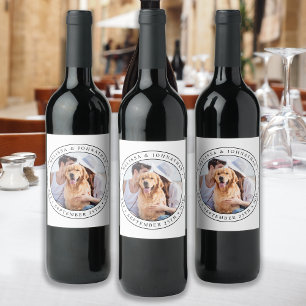 Etiqueta Para Botella De Vino Personalizado moderno foto Boda recién casada
