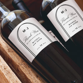 Etiqueta Para Botella De Vino Personalizado Monograma Gracias Boda Arco Blanco