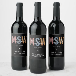 Etiqueta Para Botella De Vino Personalizado MSW Master en Obra Social Graduación