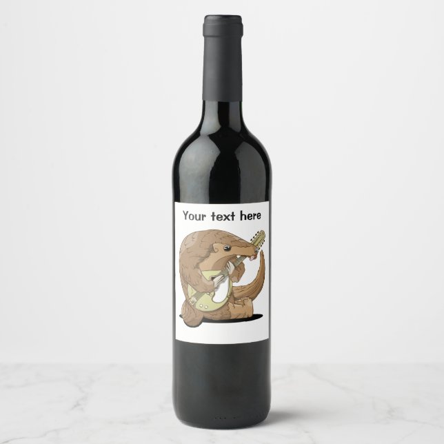Etiqueta Para Botella De Vino Personalizado Pangolin (Anverso)