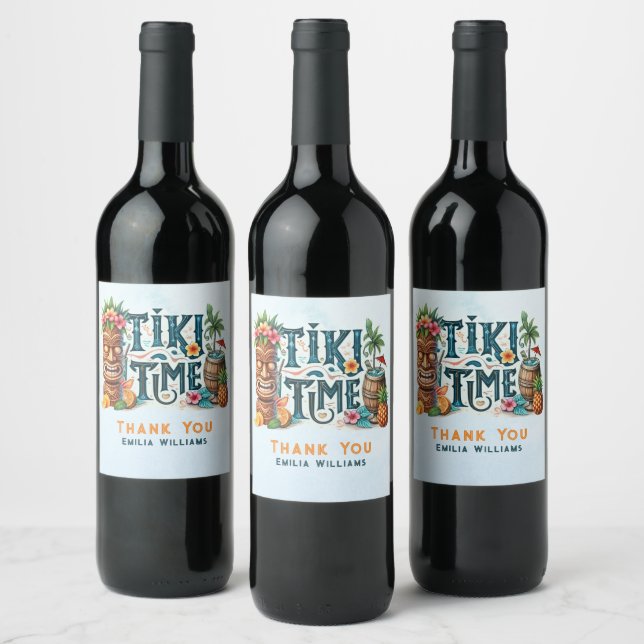 Etiqueta Para Botella De Vino PERSONALIZADO personalizado de Fiesta TIKI (Botellas)