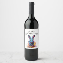 Etiqueta Para Botella De Vino Personalizado por el conejo azul del agujero de co