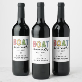 Etiqueta Para Botella De Vino Personalizado Propietario de barcos creó nuevos re
