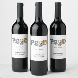 Etiqueta Para Botella De Vino Personalizado PsyD Médica de Psicóloga