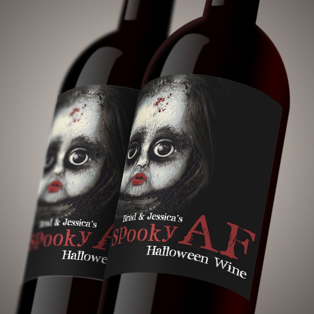 Etiqueta Para Botella De Vino Personalizado Spooky AF Halloween Party (Get this awesome wine label for your Spooky AF Halloween Party!)