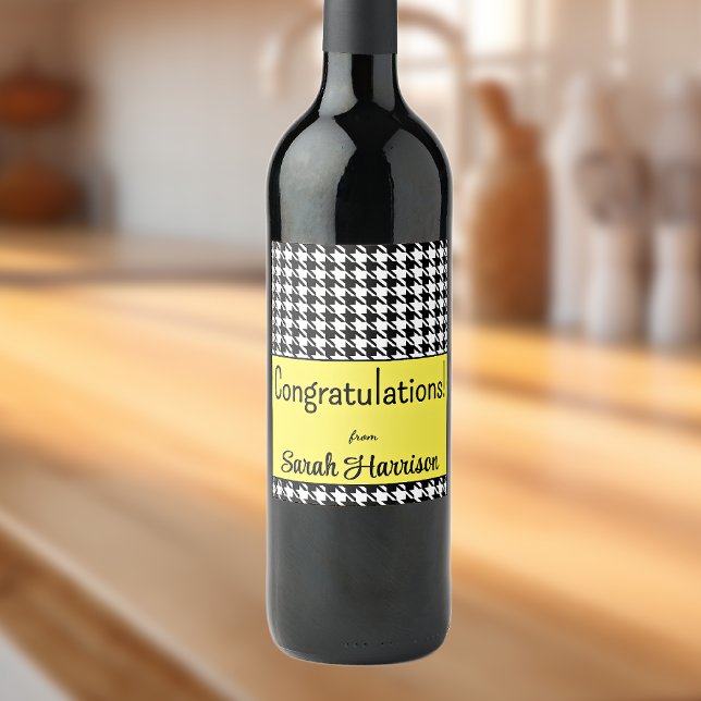 Etiqueta Para Botella De Vino Personalizado Texto, felicitaciones gallo amarillo (Subido por el creador)