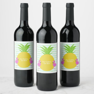 Etiqueta Para Botella De Vino Personalizado Texto Flamencos tropicales