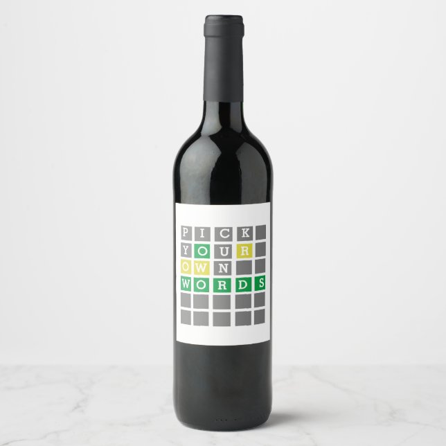 Etiqueta Para Botella De Vino Personalizado Wordle (Anverso)