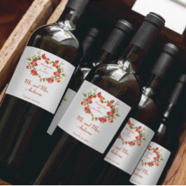 Etiqueta Para Botella De Vino Personalizar Amante Corazón Simple Elegante Boda