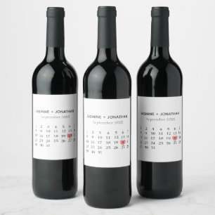 Etiqueta Para Botella De Vino Personalizar del calendario su día especial