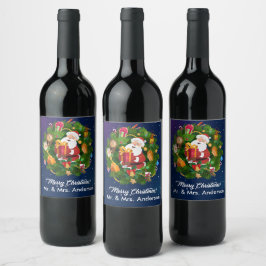 Etiqueta Para Botella De Vino Personalizar etiqueta de vino de Santa Navidad fel