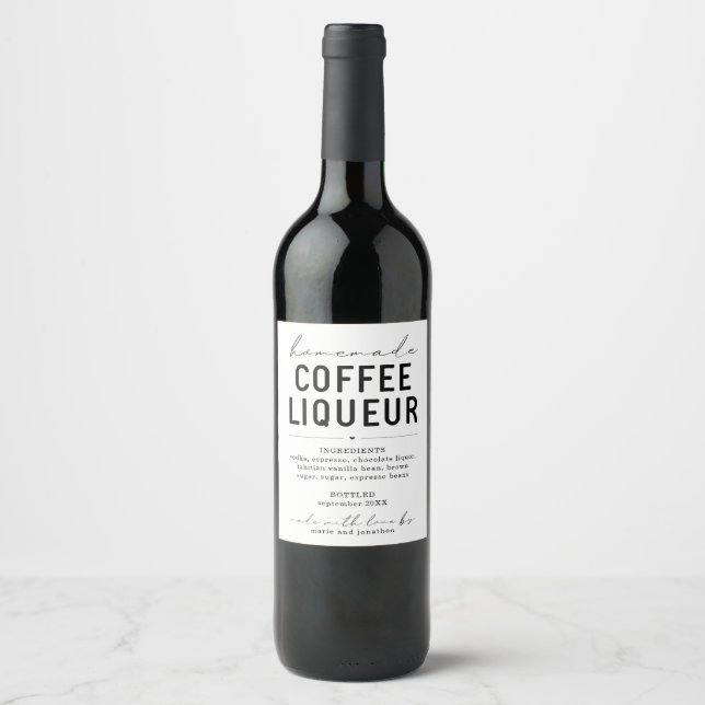 Etiqueta Para Botella De Vino Personalizar la etiqueta de licor de café casero (Anverso)
