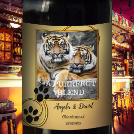 Etiqueta Para Botella De Vino Personalized Big Cats Tiger Wedding Wine Label