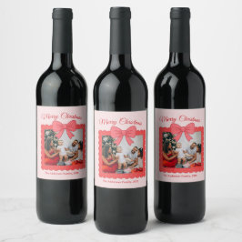 Etiqueta Para Botella De Vino Personalized Cute Christmas Photo Collage 