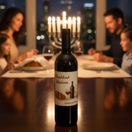 Etiqueta Para Botella De Vino Personalized Family Name Watercolor