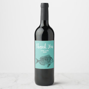 Etiqueta Para Botella De Vino Pescado moderno regalo de agradecimiento