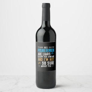Etiqueta Para Botella De Vino Pescador de Arte Todos Pescadores