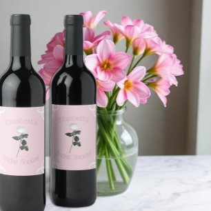 Etiqueta Para Botella De Vino Pétalo de Rosa Blanca Regalo de Boda Rosa