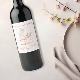 Etiqueta Para Botella De Vino Pétalos y Prosecco Despedida de Soltera Bridal Sho