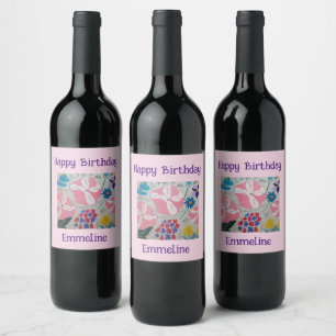 Etiqueta Para Botella De Vino Petunias y flores de verano personalizadas