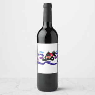 Etiqueta Para Botella De Vino Pez koi alegría