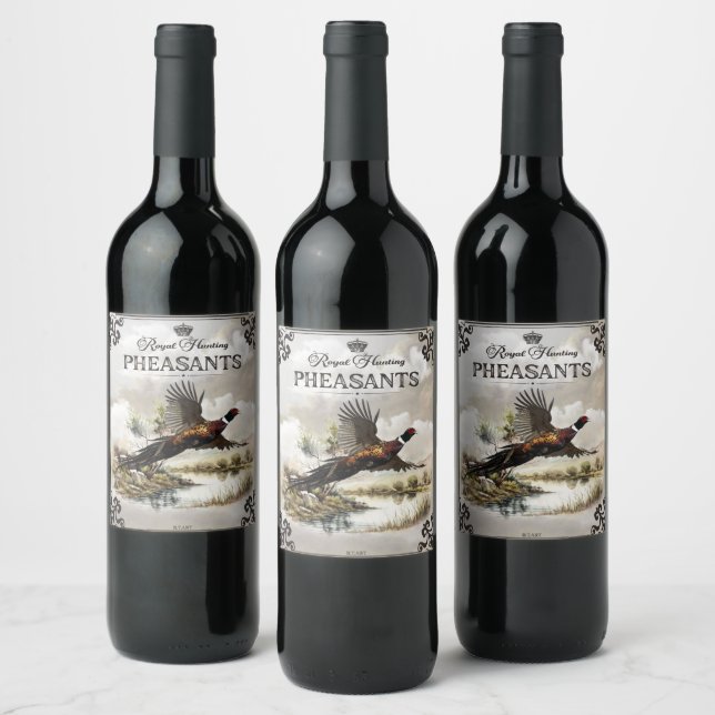 Etiqueta Para Botella De Vino Pheasants, cacería real (Botellas)