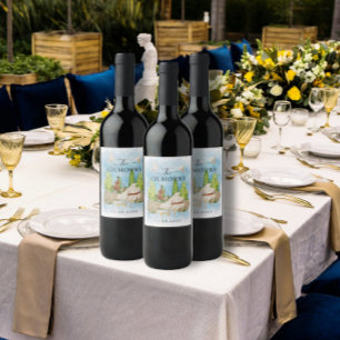 Etiqueta Para Botella De Vino Piano elegante   Palomas florales de violín Boda L