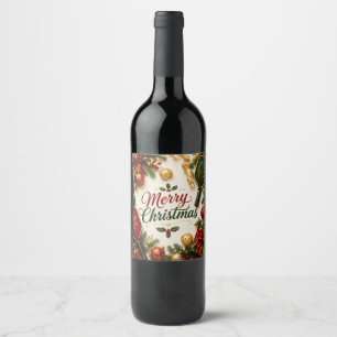 Etiqueta Para Botella De Vino Pickleball Feliz Navidad