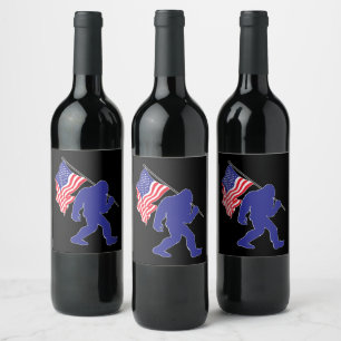 Etiqueta Para Botella De Vino Pie gigante con la bandera estadounidense