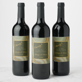 Etiqueta Para Botella De Vino Piedra de ónix verde y dorado 
