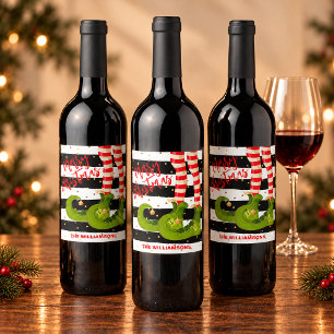 Etiqueta Para Botella De Vino Piernas de Elfo Caprichosas Navidad