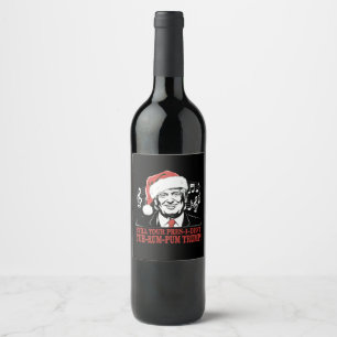 Etiqueta Para Botella De Vino Pijama divertido de Navidad del presidente Trump f