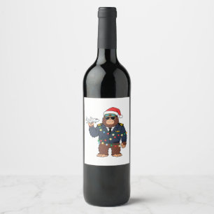 Etiqueta Para Botella De Vino Piloto de Bigfoot Sasquatch Navidad 2026 Fiesta