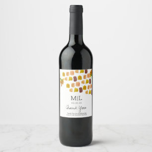 Etiqueta Para Botella De Vino Pinceladas Amarillas Acuarela Floral
