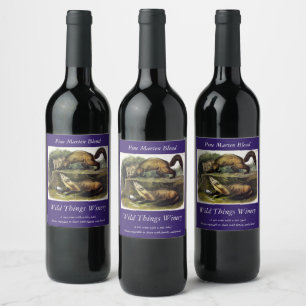 Etiqueta Para Botella De Vino Pine Marten (Mustela Martes) Norteamericano