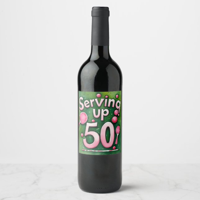 Etiqueta Para Botella De Vino Ping Pong 50 cumpleaños (Anverso)