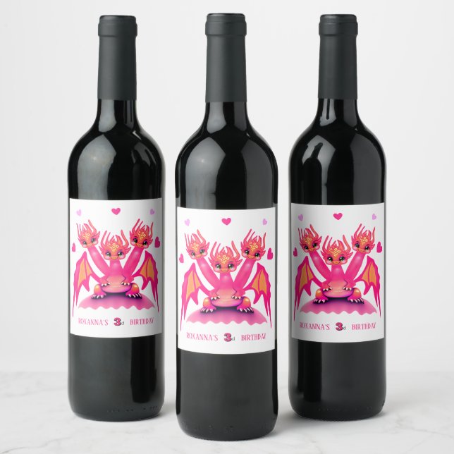 Etiqueta Para Botella De Vino Pink dragon (Botellas)