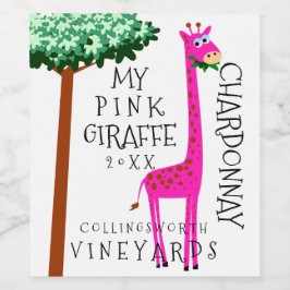 Etiqueta Para Botella De Vino Pink Giraffe Funny Homemade