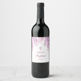 Etiqueta Para Botella De Vino Pink Wisteria Baptism