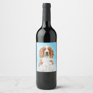 Etiqueta Para Botella De Vino Pintado español de Springer galesa - Arte de perro