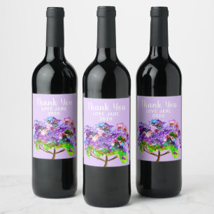 Etiqueta Para Botella De Vino Pintura acuarescente de color púrpura Jacaranda