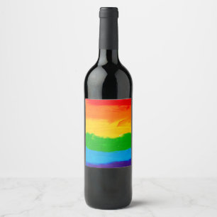Etiqueta Para Botella De Vino Pintura de aceite Colores arcoiris Lesbianas Gays 
